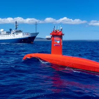 Ship-based mapping surveys are done by deploying the uncrewed surface vessel (UsX) DriX for nearshore mapping.